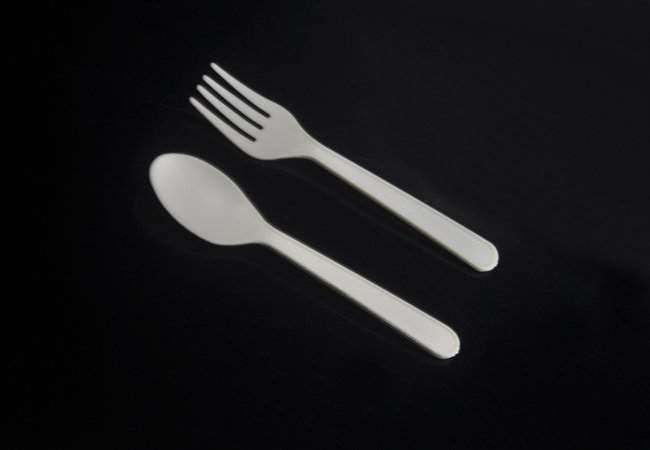 5″ Corn Starch Biodegradable Dessert Spoon and Fork-ABCS003